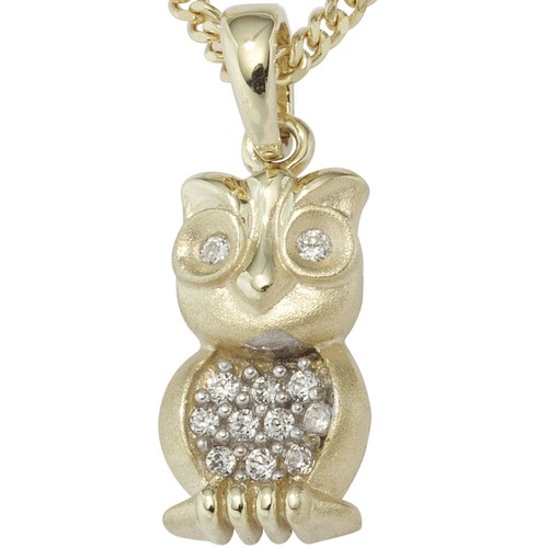 Ciondolo gufo con zirconia - gufo,