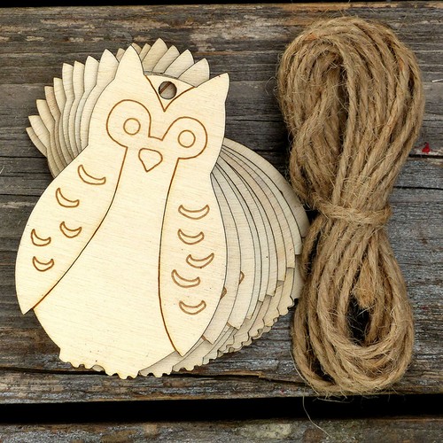 10pcs gufo legno pendente - 10pcs,
