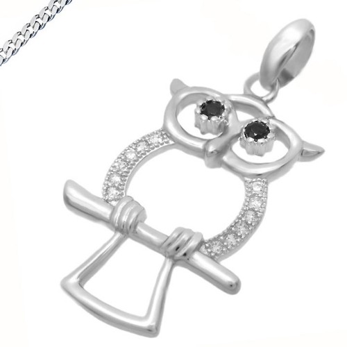 Ciondolo gufo zirconia anche - zirconia,