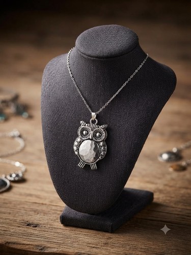 Collana acciaio gufo ciondolo - collana,